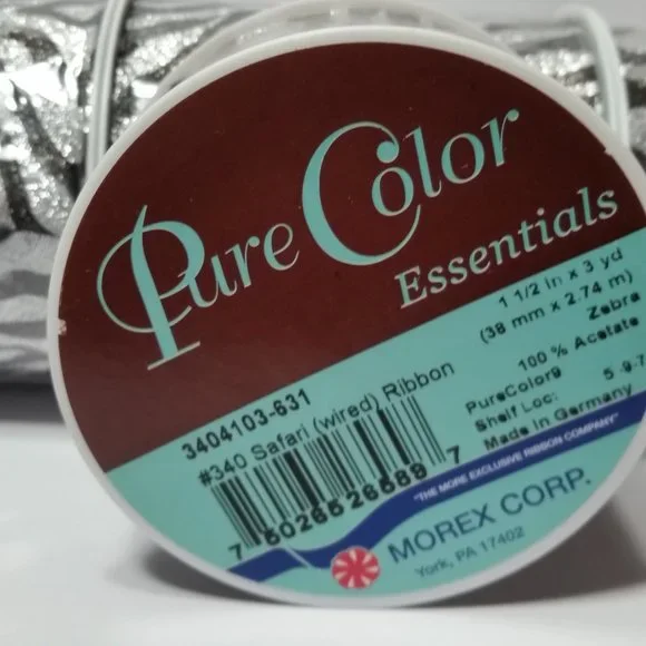 Black Silver Ribbon Wired Animal Print - Picture 2 of 3